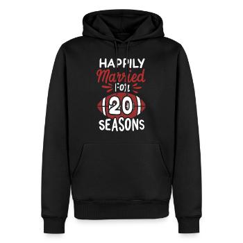 20e anniversaire de mariage heureusement marié 20 ans - Sweat à capuche Premium bio Homme - noir - Devant - Nico (187cm)