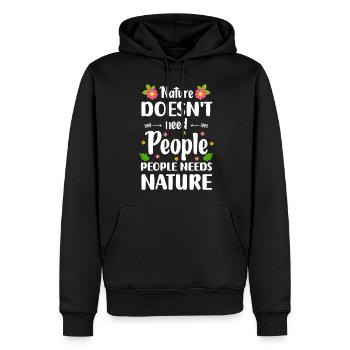 Nature Protection de l’environnement Montagnes - Sweat à capuche Premium bio Homme - noir - Devant - Nico (187cm)