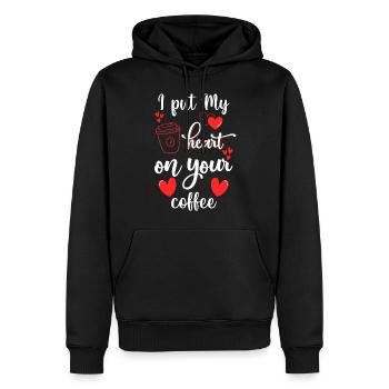 Barista Morning Muffle Bar - Sweat à capuche Premium bio Homme - noir - Devant - Nico (187cm)