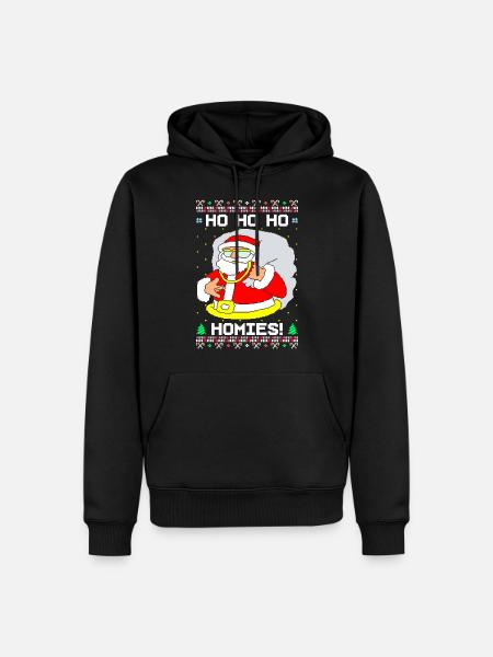 Ho Ho Homies Ugly Weihnachten - Herre Premium økologisk hoodie - sort