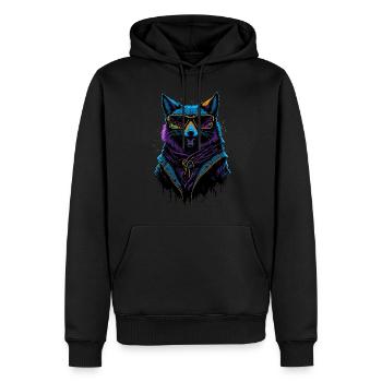Cyberpunk Fox - Männer Premium Bio Hoodie - Schwarz - Vorne - Nico (187cm)