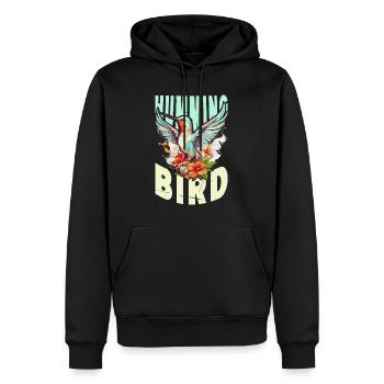 Colibri Fleurs Oiseau Animal Art Aquarelle Coloré - Sweat à capuche Premium bio Homme - noir - Devant - Nico (187cm)