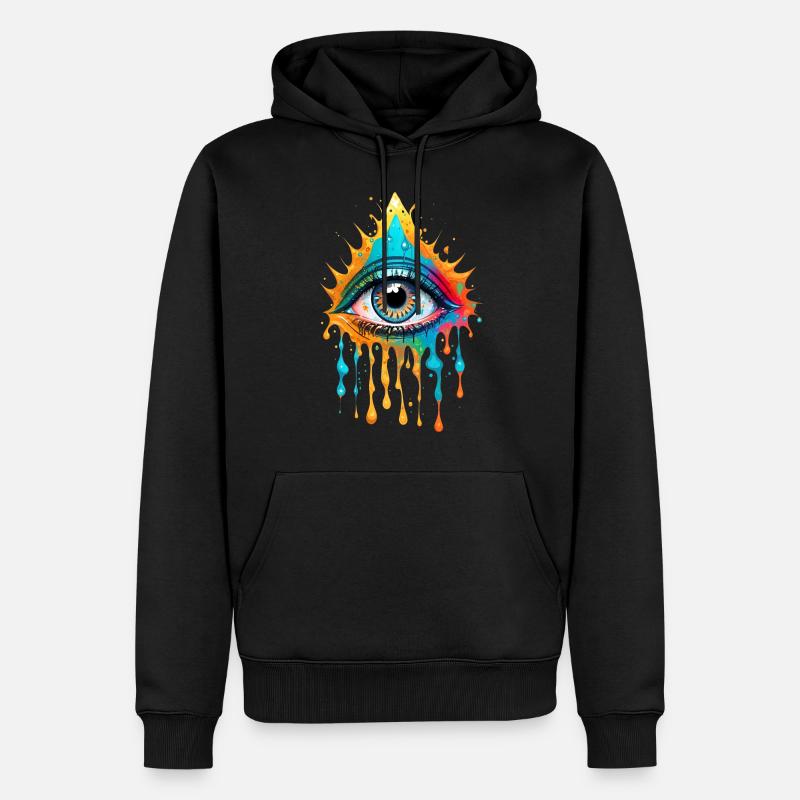 Paint Splash Eye Design - Männer Premium Bio Hoodie - Schwarz