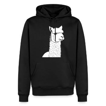 Funny Alpaca Silhouette Cheeky Fun Alpacas - Men’s Premium Organic Hoodie - black - Front - Nico (187cm)