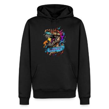 Évolution rugissante - Sweat à capuche Premium bio Homme - noir - Devant - Nico (187cm)