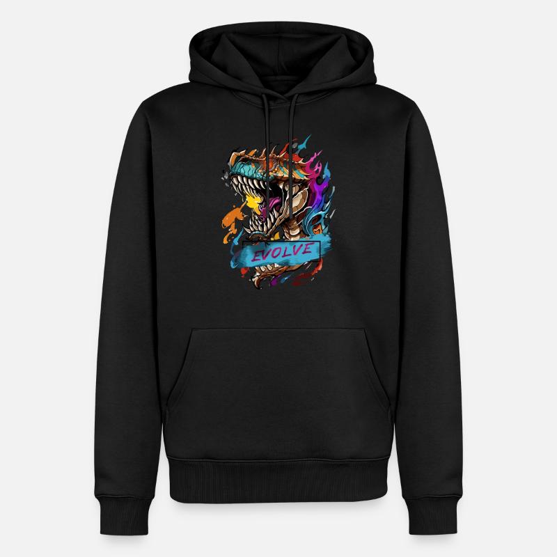 Roaring Evolution - Männer Premium Bio Hoodie - Schwarz