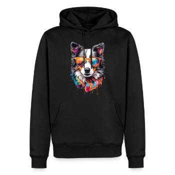 Border Collie Dog Cute Cool Colorful Sunglasses - Men’s Premium Organic Hoodie - black - Front - Nico (187cm)