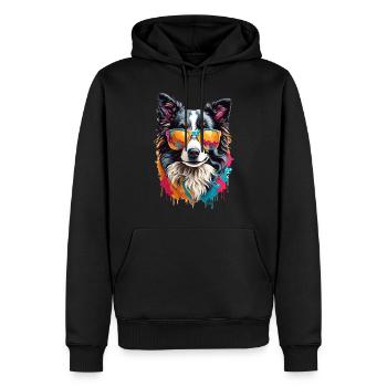 Süßer Border Collie: Cool in Sonnenbrille - Männer Premium Bio Hoodie - Schwarz - Vorne - Nico (187cm)