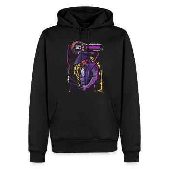 Cyberpunk Streetwear Japan Futuristisch - Männer Premium Bio Hoodie - Schwarz - Vorne - Nico (187cm)