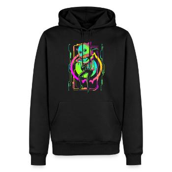 Technologie Cyberpunk Streetwear Gamer - Sweat à capuche Premium bio Homme - noir - Devant - Nico (187cm)