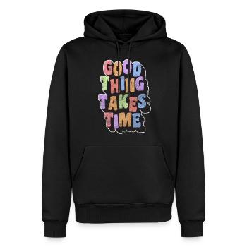 Uhr Lebenszeit - Männer Premium Bio Hoodie - Schwarz - Vorne - Nico (187cm)