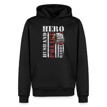 Un policier arrête une scène de crime - Sweat à capuche Premium bio Homme - noir - Devant - Nico (187cm)