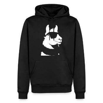 Drôle d’alpaga portant des lunettes de soleil cool alpagas - Sweat à capuche Premium bio Homme - noir - Devant - Nico (187cm)