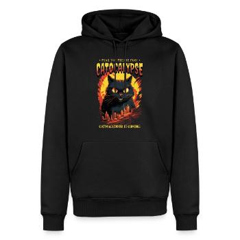 Chat détruit la grande ville en colère mal Art moderne - Sweat à capuche Premium bio Homme - noir - Devant - Nico (187cm)