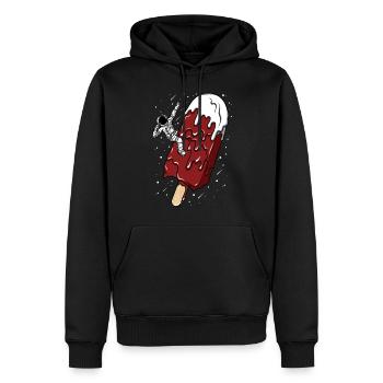 Astronaut - Chocolate Ice Cream Stick - Humorous - Men’s Premium Organic Hoodie - black - Front - Nico (187cm)