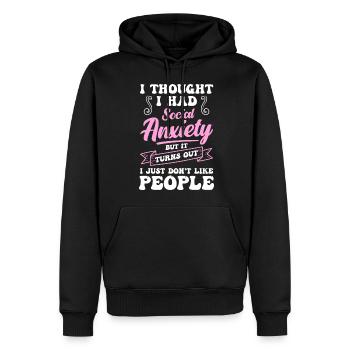 Timidement secret - Sweat à capuche Premium bio Homme - noir - Devant - Nico (187cm)