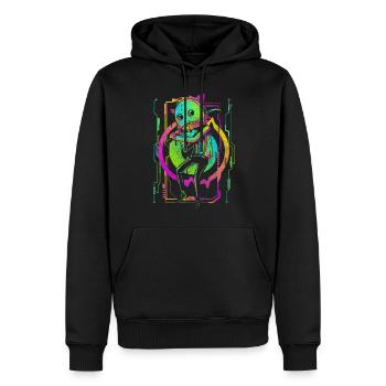 Cyberpunk Roboter Neon Manga - Männer Premium Bio Hoodie - Schwarz - Vorne - Nico (187cm)