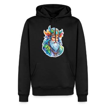 Aquarelles de druide - Sweat à capuche Premium bio Homme - noir - Devant - Nico (187cm)