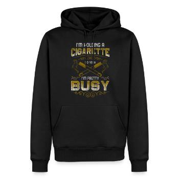 Boîte de vapotage de cigare de cigarette - Sweat à capuche Premium bio Homme - noir - Devant - Nico (187cm)