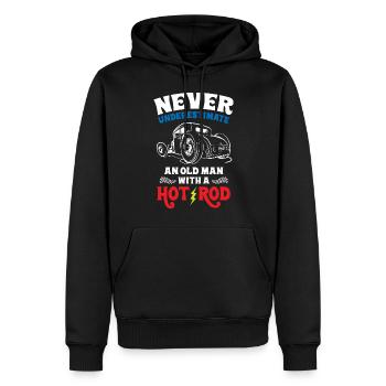 Never Underestimate An Old Man With A Hot Rod - Männer Premium Bio Hoodie - Schwarz - Vorne - Nico (187cm)