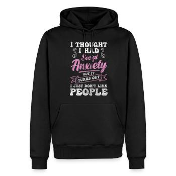 Introverti Solitaire réservé - Sweat à capuche Premium bio Homme - noir - Devant - Nico (187cm)