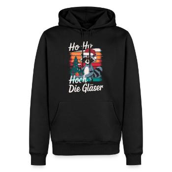 raton laveur Noël vin drôle de dicton - Sweat à capuche Premium bio Homme - noir - Devant - Nico (187cm)