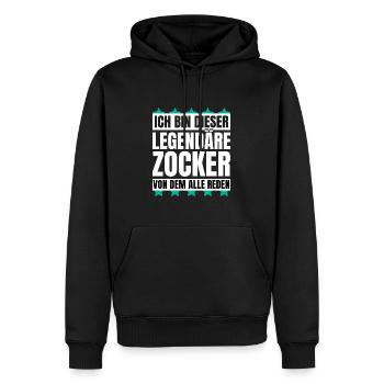 Ich bin dieser legendäre Zocker - Männer Premium Bio Hoodie - Schwarz - Vorne - Nico (187cm)