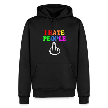 I hate people - Sweat à capuche Premium bio Homme - noir - Devant - Nico (187cm)