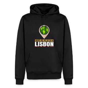 Joyable Lissabon Angenehmer Tourismus Zitat - Männer Premium Bio Hoodie - Schwarz - Vorne - Nico (187cm)