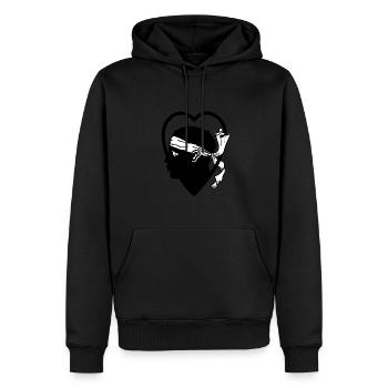 Corse de cœur - Sweat à capuche Premium bio Homme - noir - Devant - Nico (187cm)