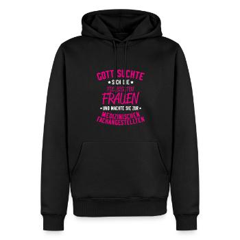 Cadeau MFA assistant médical - Sweat à capuche Premium bio Homme - noir - Devant - Nico (187cm)