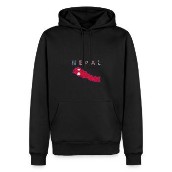 Nepal Karte Flagge Kathmandu Himalaya - Männer Premium Bio Hoodie - Schwarz - Vorne - Nico (187cm)