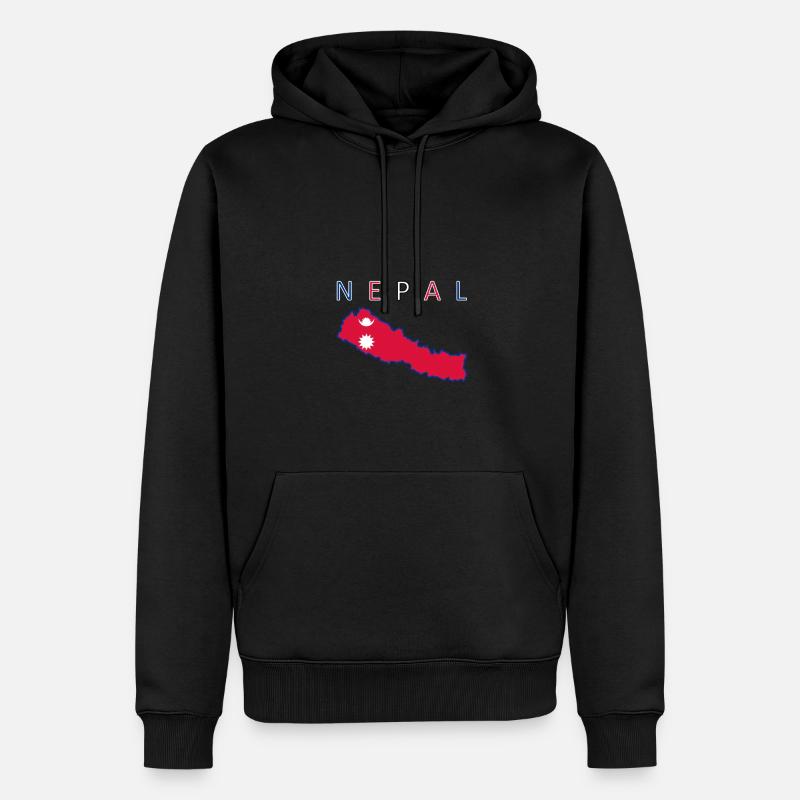 Népal Carte Drapeau Katmandou - Sweat à capuche Premium bio Homme - noir