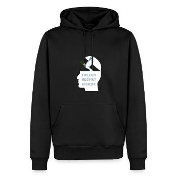 Frieden beginnt im Kopf Friedenstaube Peace - Männer Premium Bio Hoodie - Schwarz - Vorne - Nico (187cm)