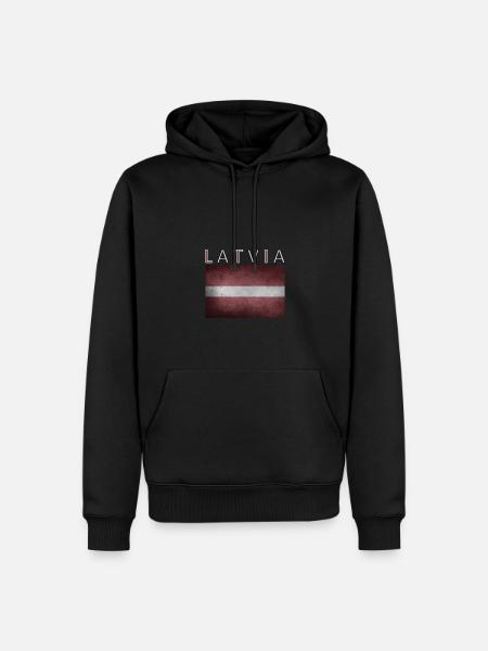 Lettonie Lettonie Riga Drapeau - Sweat à capuche Premium bio Homme - noir
