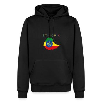 Drapeau de la carte de l’Éthiopie - Sweat à capuche Premium bio Homme - noir - Devant - Nico (187cm)