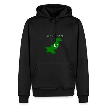 Drapeau de la carte du Pakistan - Sweat à capuche Premium bio Homme - noir - Devant - Nico (187cm)