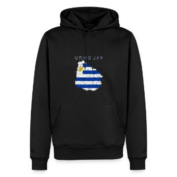 Carte de l’Uruguay Drapeau - Sweat à capuche Premium bio Homme - noir - Devant - Nico (187cm)