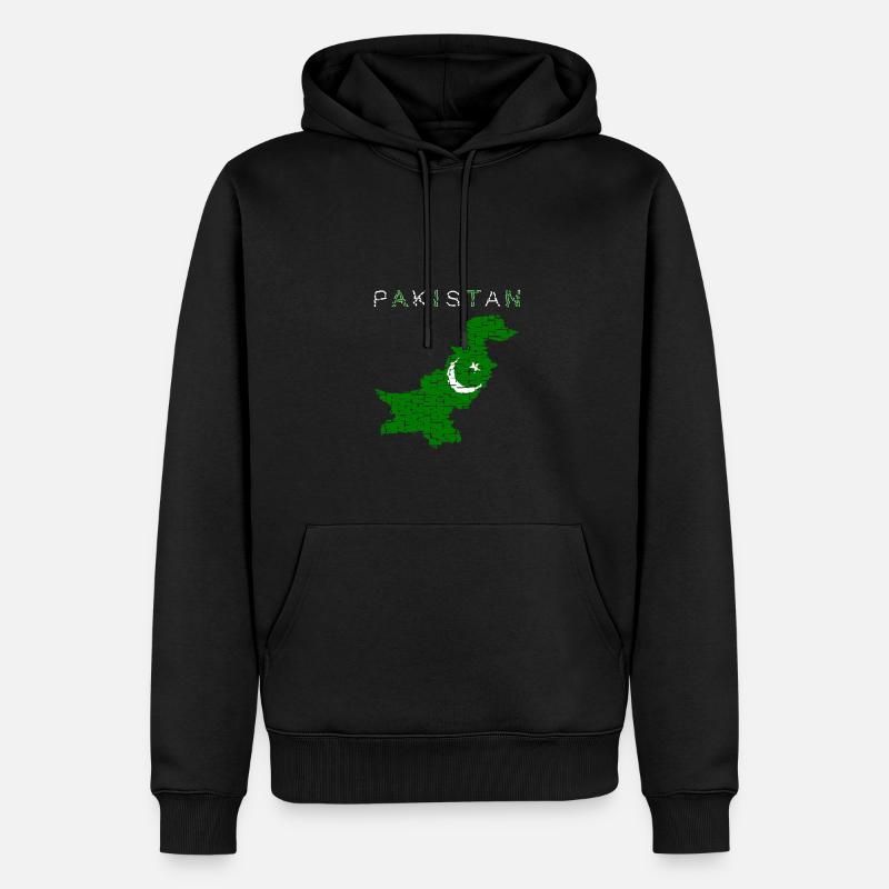 Carte du Pakistan Drapeau - Sweat à capuche Premium bio Homme - noir