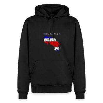 Costa Rica Carte Flag - Sweat à capuche Premium bio Homme - noir - Devant - Nico (187cm)