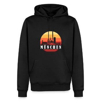 München Retro Skyline - Männer Premium Bio Hoodie - Schwarz - Vorne - Nico (187cm)