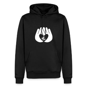 Soudage Coeur Main Mains Amour - Sweat à capuche Premium bio Homme - noir - Devant - Nico (187cm)