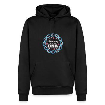 Schwimmen ist in meiner DNA - Männer Premium Bio Hoodie - Schwarz - Vorne - Nico (187cm)