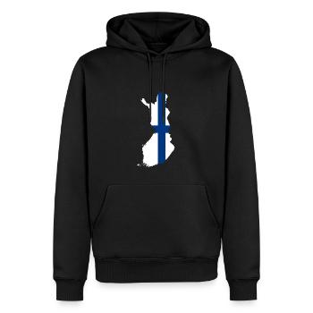 Forme du contour du pays du drapeau de la Finlande - Sweat à capuche Premium bio Homme - noir - Devant - Nico (187cm)