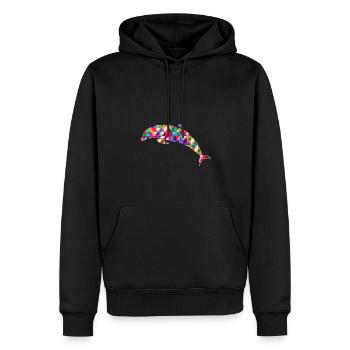 Delfin Mosaik Bunt - Männer Premium Bio Hoodie - Schwarz - Vorne - Nico (187cm)