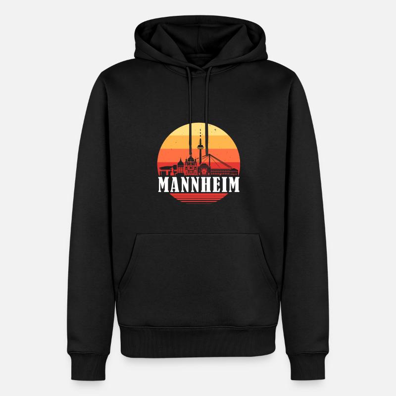 Mannheim Retro Skyline - Sweat à capuche Premium bio Homme - noir