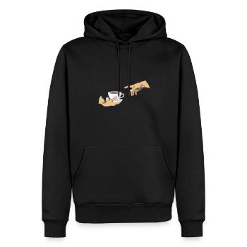 Kaffee Erschaffung Adams Michelangelos Hand - Männer Premium Bio Hoodie - Schwarz - Vorne - Nico (187cm)