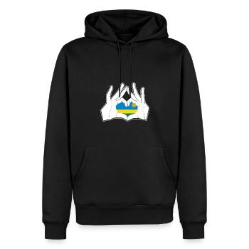 Ruanda Hand Herz Flagge - Männer Premium Bio Hoodie - Schwarz - Vorne - Nico (187cm)