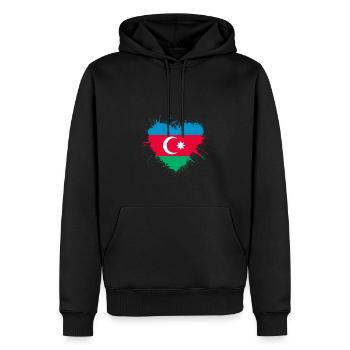 Drapeau du cœur de l’Azerbaïdjan - Sweat à capuche Premium bio Homme - noir - Devant - Nico (187cm)