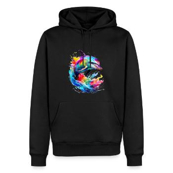 Dauphin peint - Sweat à capuche Premium bio Homme - noir - Devant - Nico (187cm)